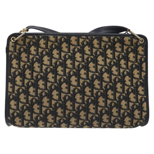 Christian Dior Vintage Trotter Shoulder Bag Canvas, NAVY, CANVAS, Shoulder bag