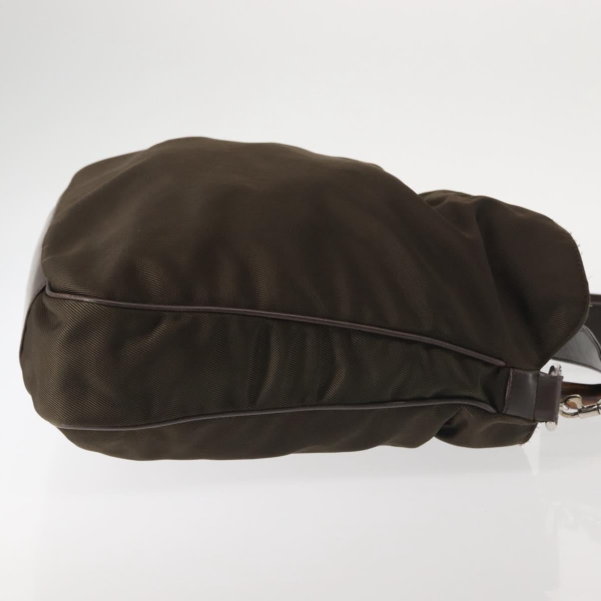Gucci Sherry bamboo Shoulder Bag Nylon, KHAKI, NYLON, Shoulder bag