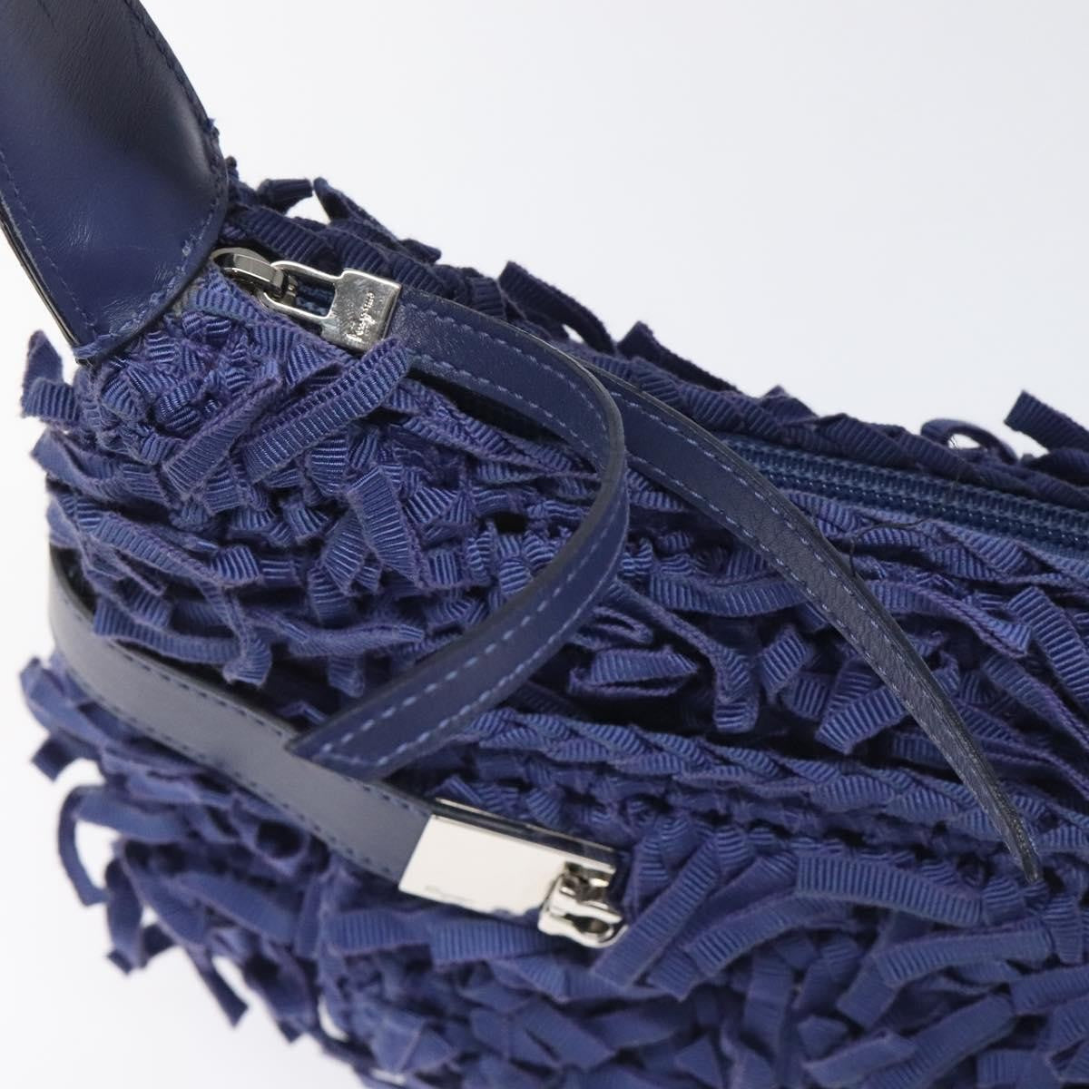 Salvatore Ferragamo Gancini Shoulder Bag Canvas, BLUE, CANVAS, Shoulder bag