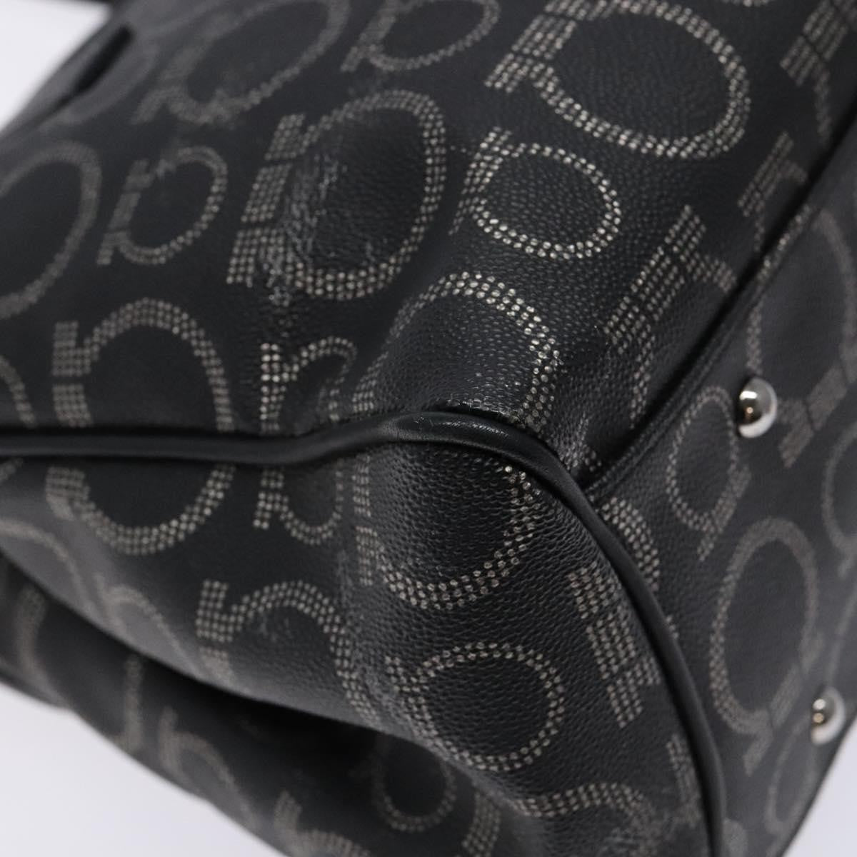 Salvatore Ferragamo Gancini Tote PVC Leather, BLACK, PVC, Tote bag