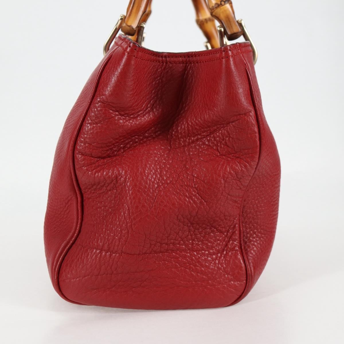 Gucci Bamboo Shopper Tote Leather, RED, LEATHER, Tote bag