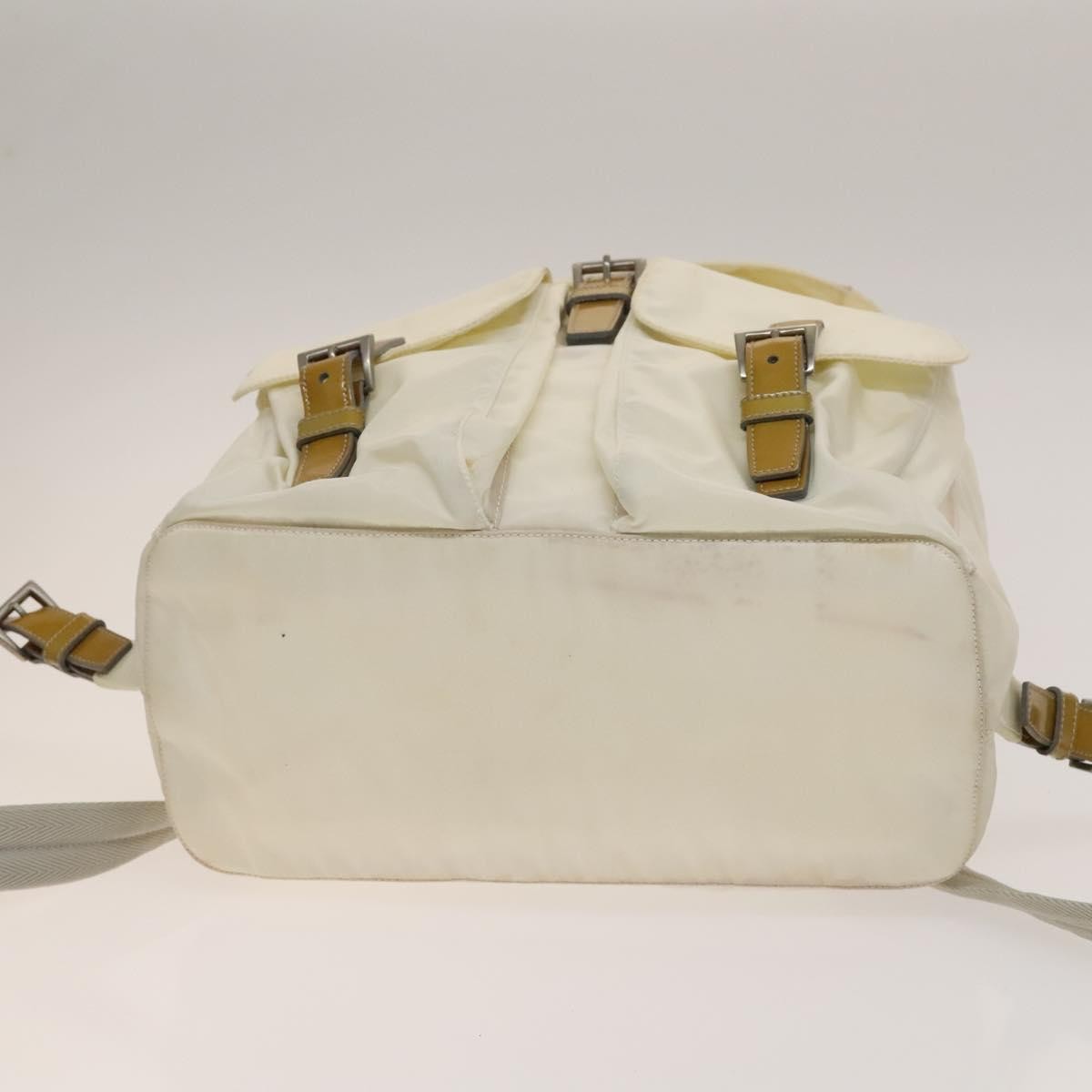Prada Double Front Pocket Backpack Tessuto, WHITE, NYLON, Backpack