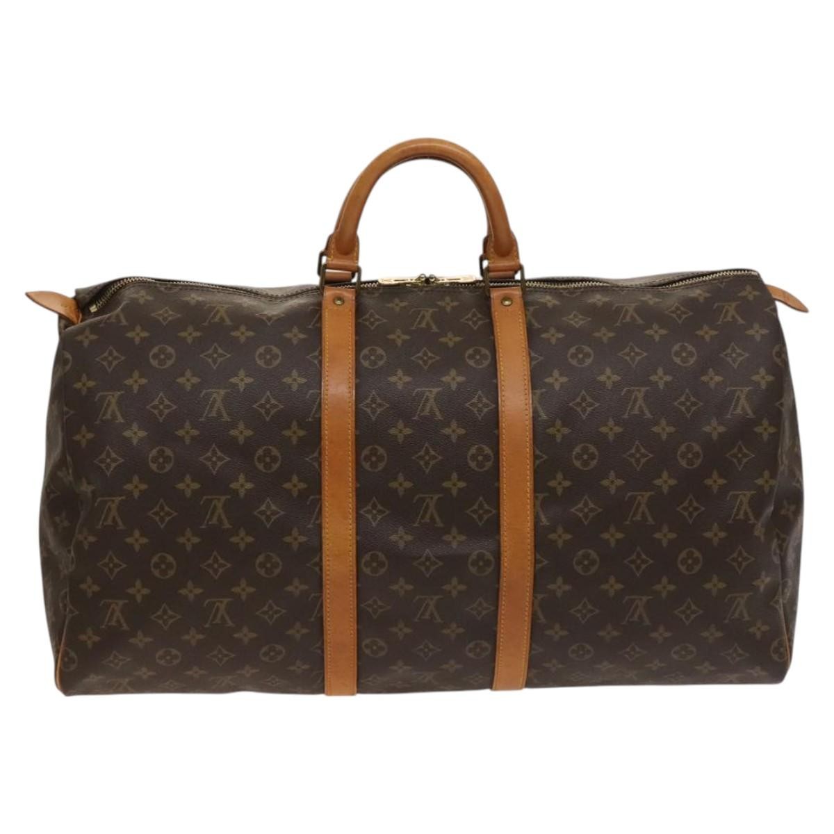 Louis Vuitton Keepall Bag Monogram Canvas, BROWN, CANVAS, Travel bag