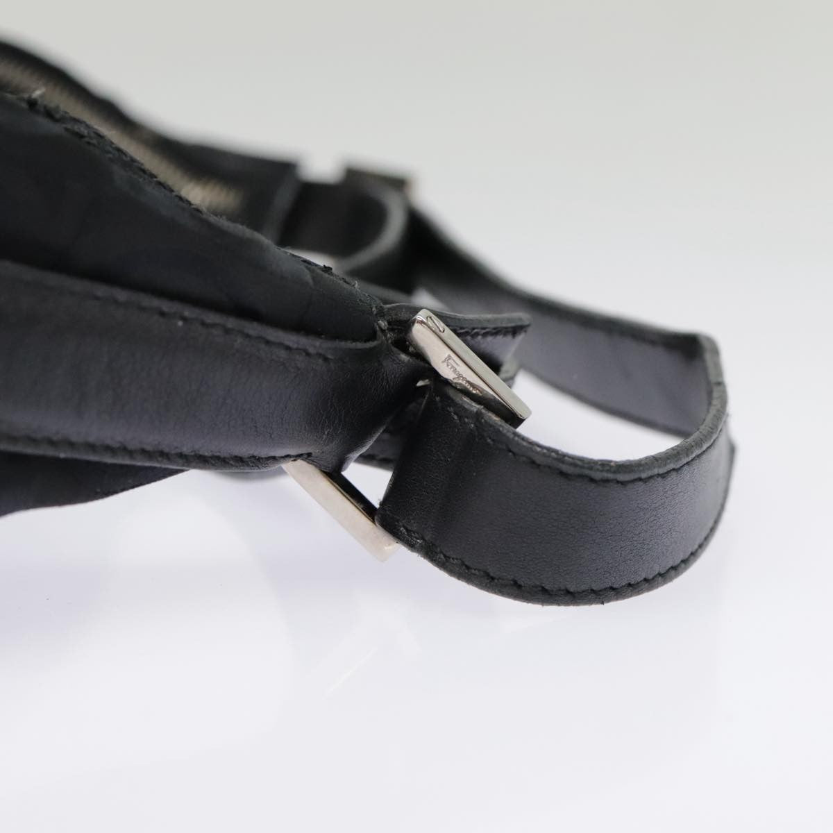 Salvatore Ferragamo Gancini Shoulder Bag Nylon, BLACK, NYLON, Shoulder bag