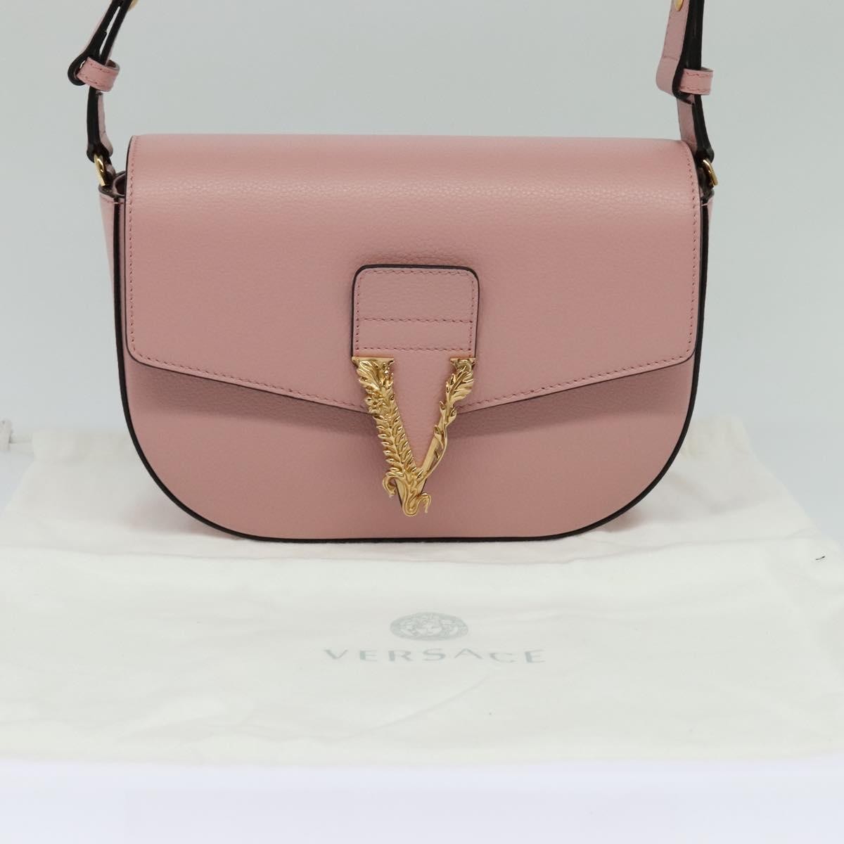 Versace Virtus Flap Messenger Bag Leather, PINK, LEATHER, Shoulder bag