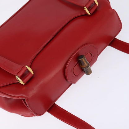 Gucci Vintage Bamboo Shoulder Bag Leather, RED, LEATHER, Shoulder bag