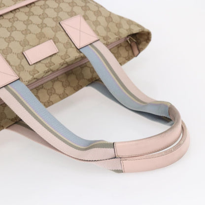 Gucci Diaper Web Strap Tote GG Canvas, BEIGE, CANVAS, Tote bag