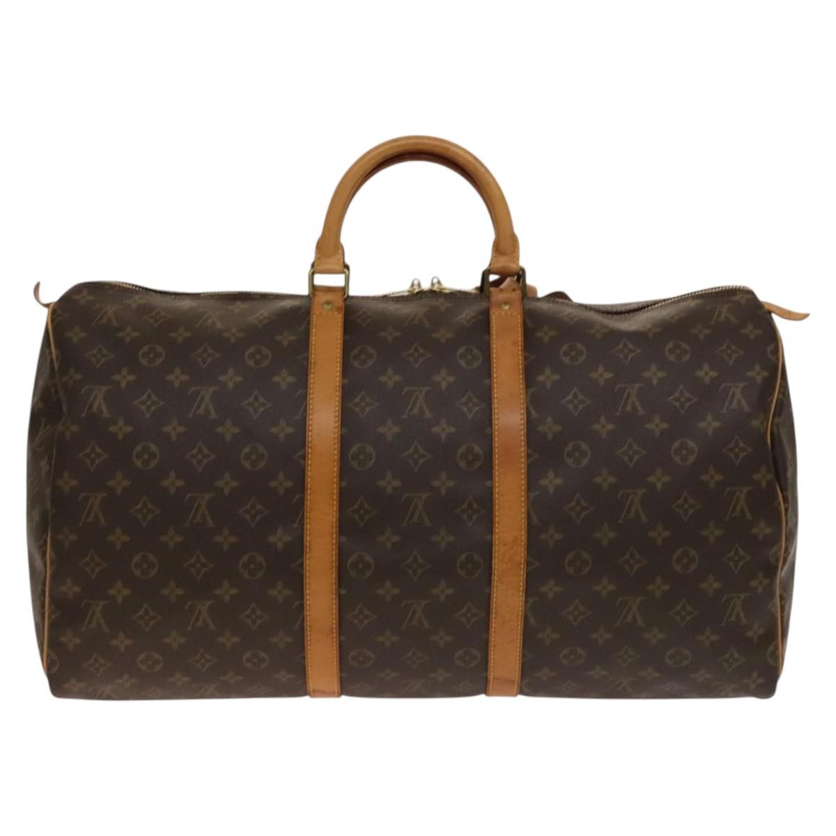 Louis Vuitton Keepall Bag Monogram Canvas, BROWN, CANVAS, Travel bag