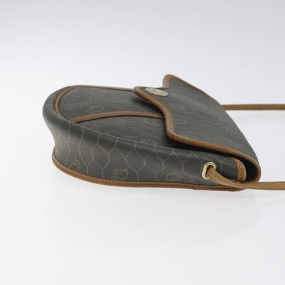 Christian Dior Vintage Honeycomb Flap Crossbody Bag Coated Canvas, GRAY, CANVAS, Crossbody bag