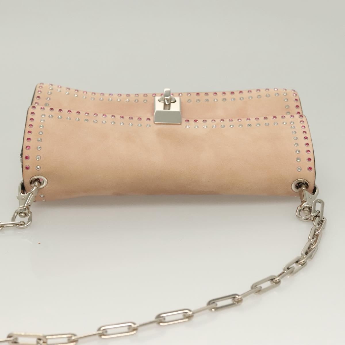 Valentino Garavani Turnlock Chain Shoulder Bag Suede, PINK, SUEDE, Shoulder bag