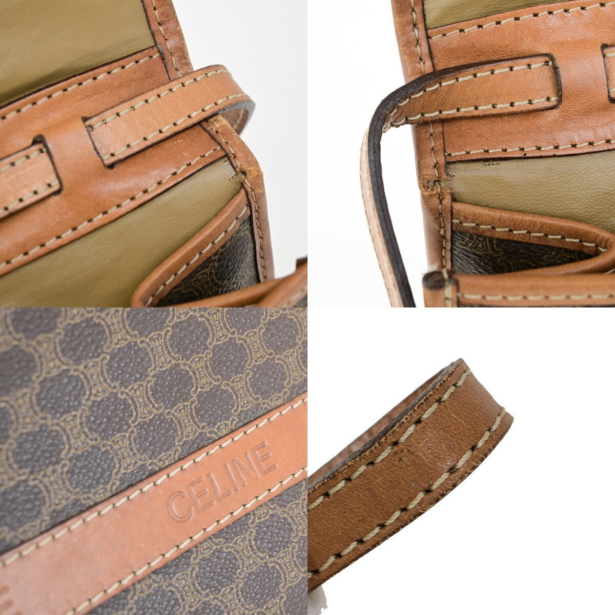 Celine Vintage Macadam Shoulder Bag Canvas, BROWN, CANVAS, Shoulder bag