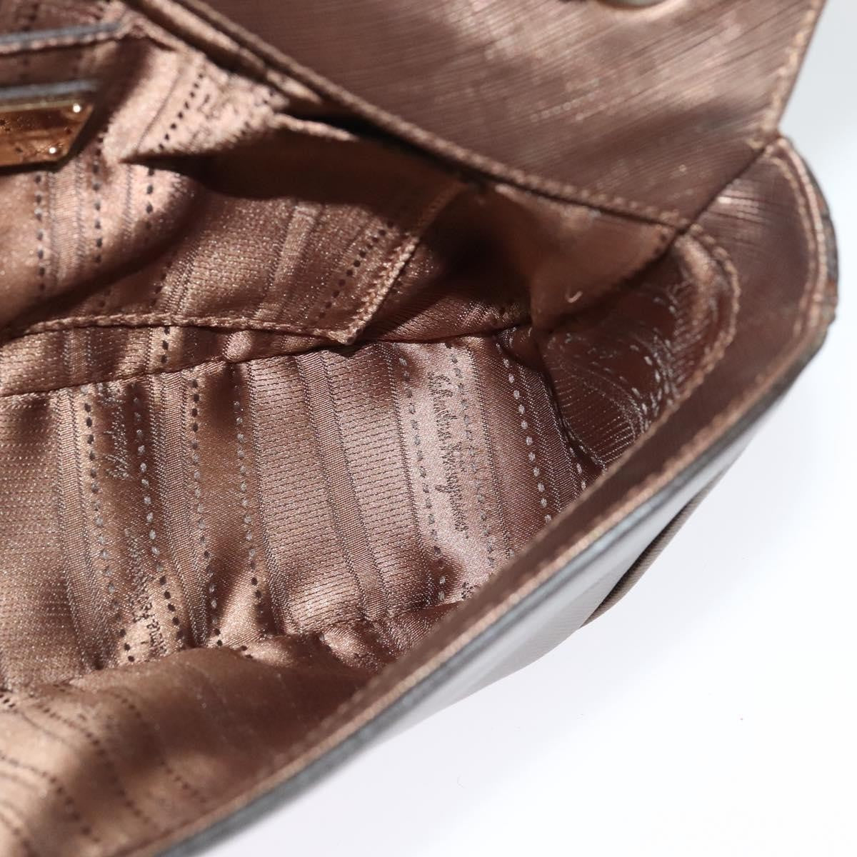 Salvatore Ferragamo Gancini Chain Shoulder bag Leather, BROWN, LEATHER, Shoulder bag