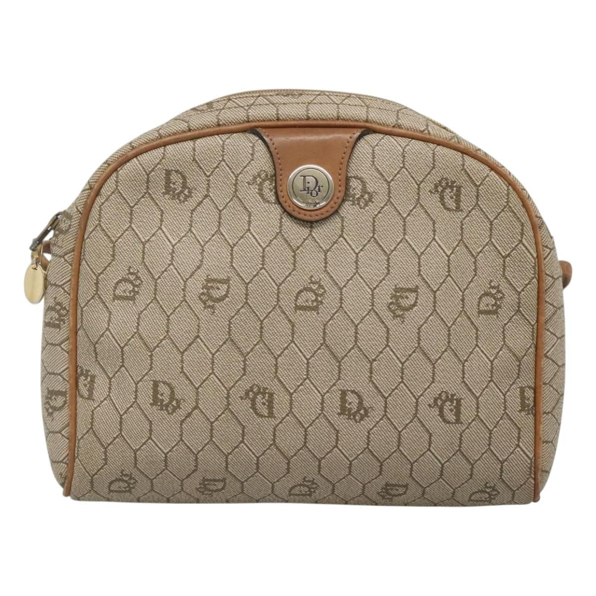 Christian Dior Vintage Honeycomb Shoulder Bag Canvas, BEIGE, CANVAS, Shoulder bag