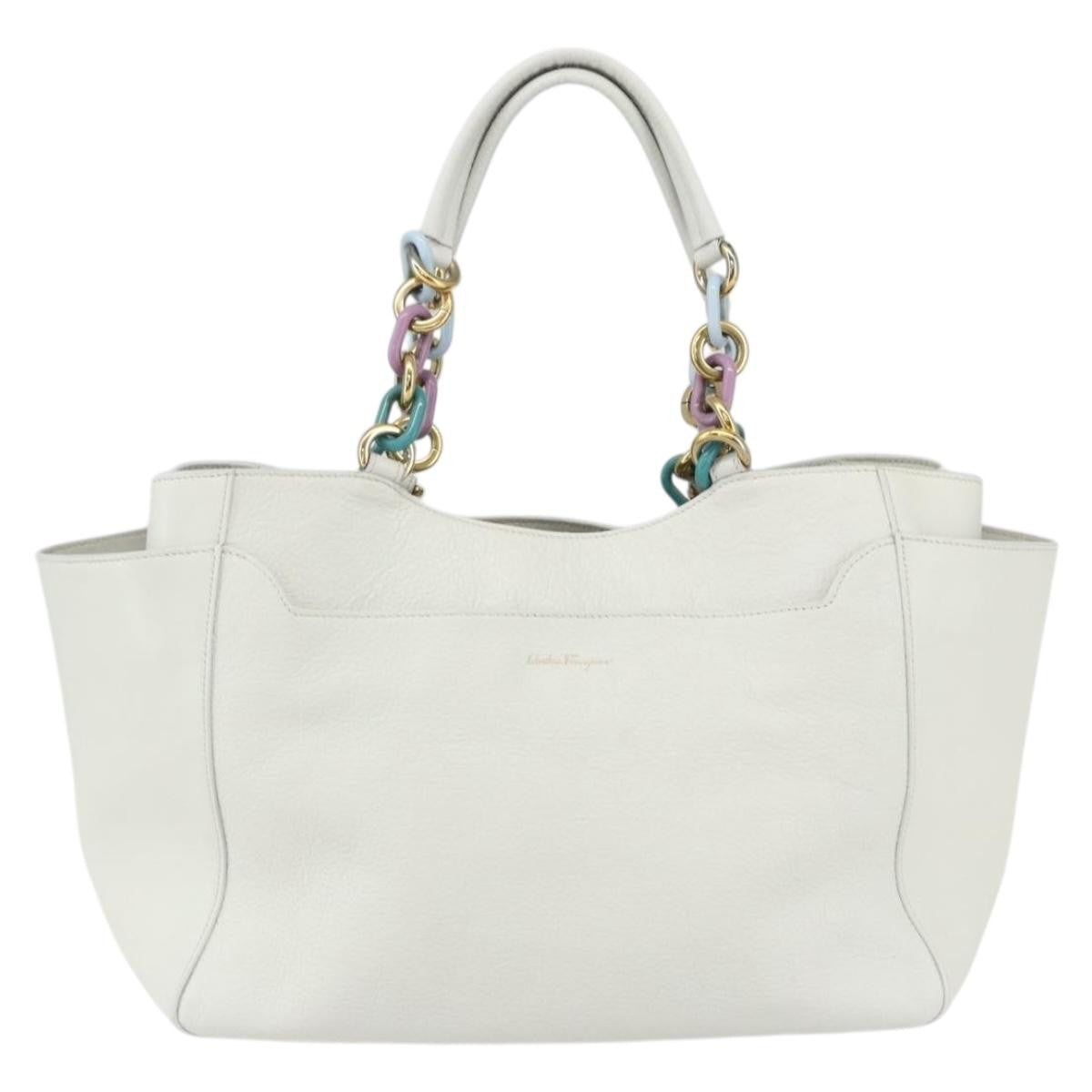 Salvatore Ferragamo Vintage Tote bag Leather, WHITE, LEATHER, Tote bag