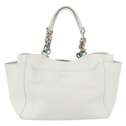 Salvatore Ferragamo Vintage Tote bag Leather, WHITE, LEATHER, Tote bag