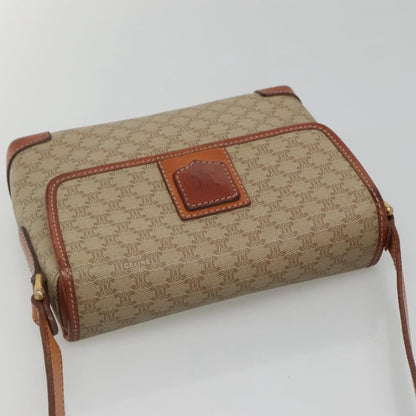 Celine Vintage Macadam Shoulder Bag Canvas and Leather, BEIGE, CANVAS, Shoulder bag