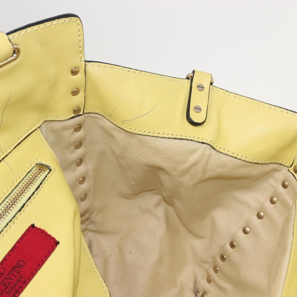 Valentino Garavani Rockstud Tote Soft Leather, YELLOW, LEATHER, Tote bag
