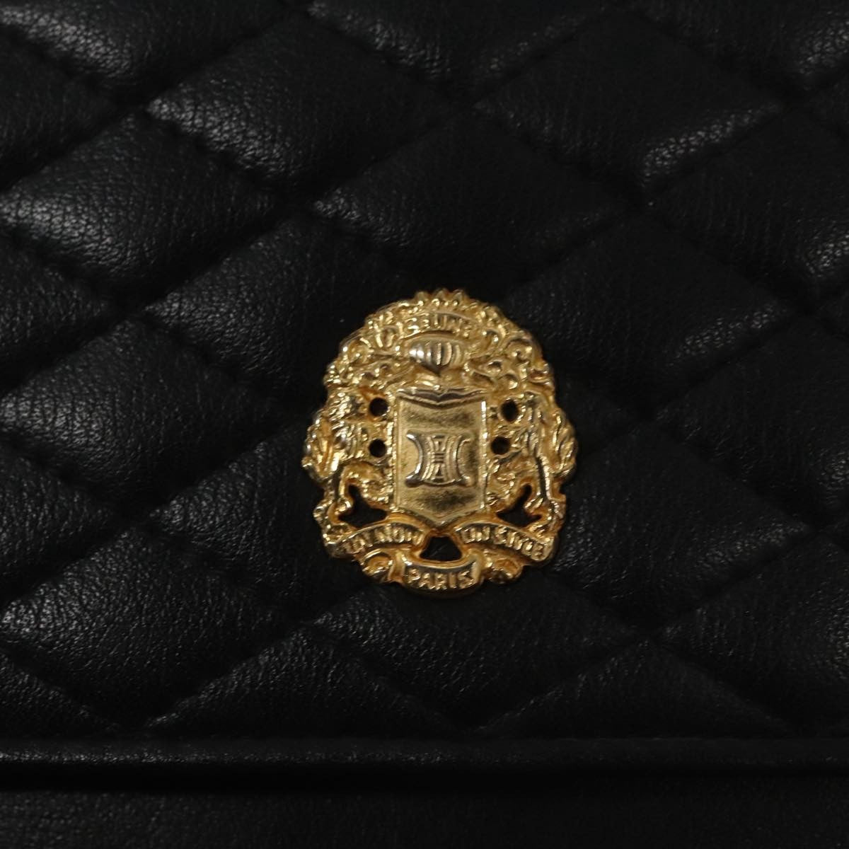 Celine Chain Shoulder Bag Leather, BLACK, LEATHER, Shoulder bag