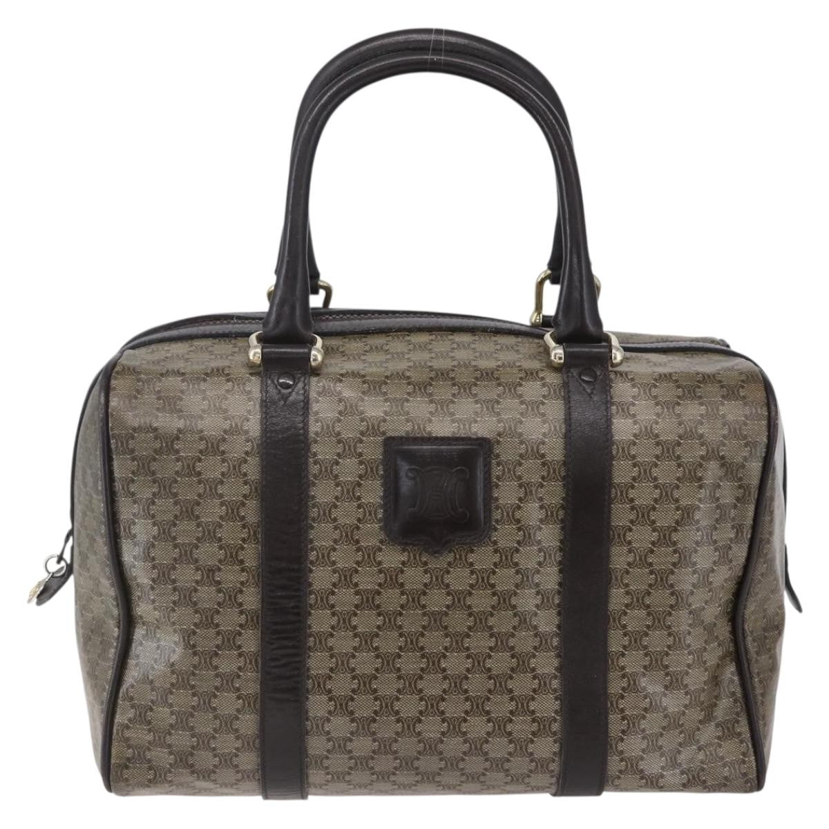 Celine Vintage Duffle Bag Macadam Coated Canvas, BEIGE, CANVAS, Handbag