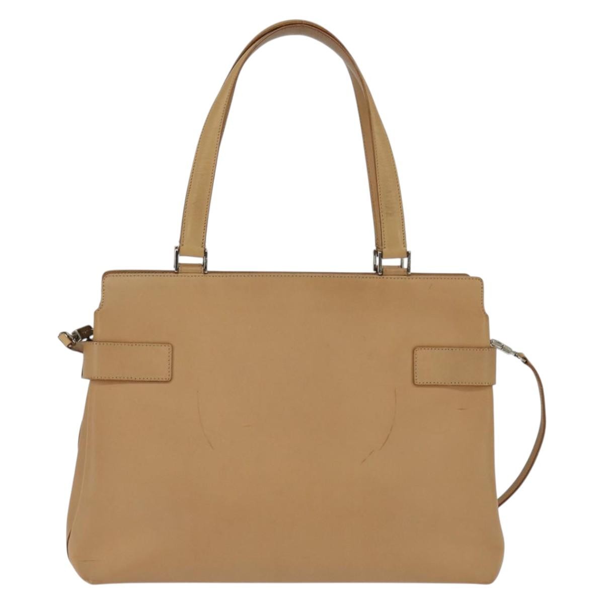 Salvatore Ferragamo Gancini Tote Leather, BEIGE, LEATHER, Tote bag