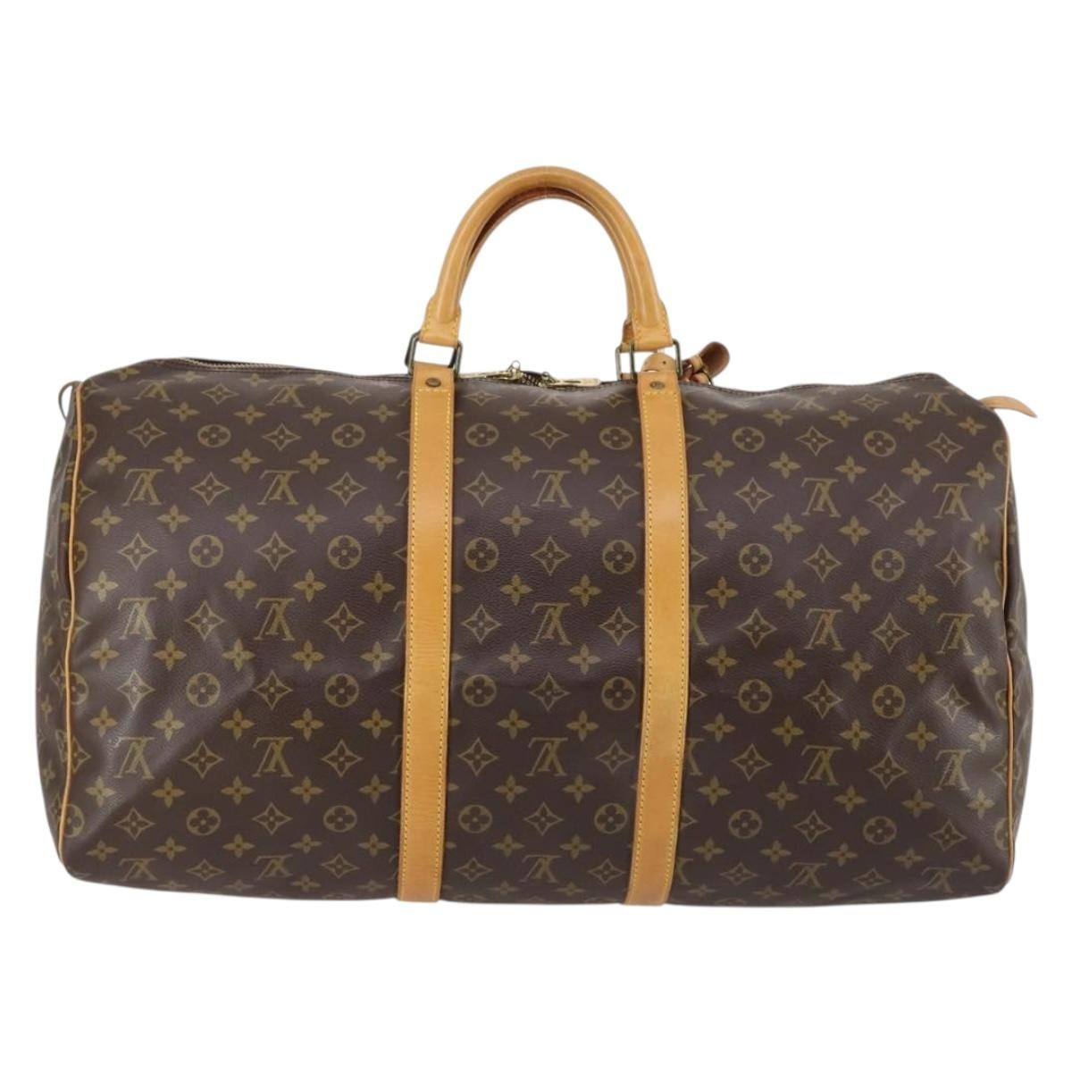 Louis Vuitton Keepall Bag Monogram Canvas, BROWN, CANVAS, Travel bag