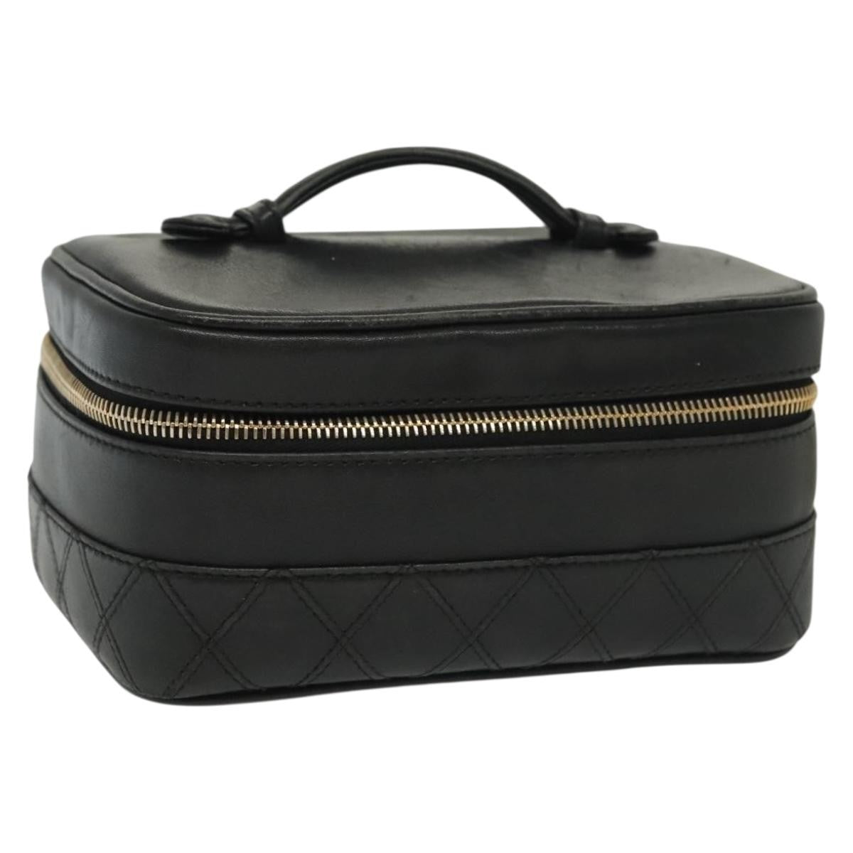Chanel Vanity pouch Leather, BLACK, LEATHER, Toiletry Case