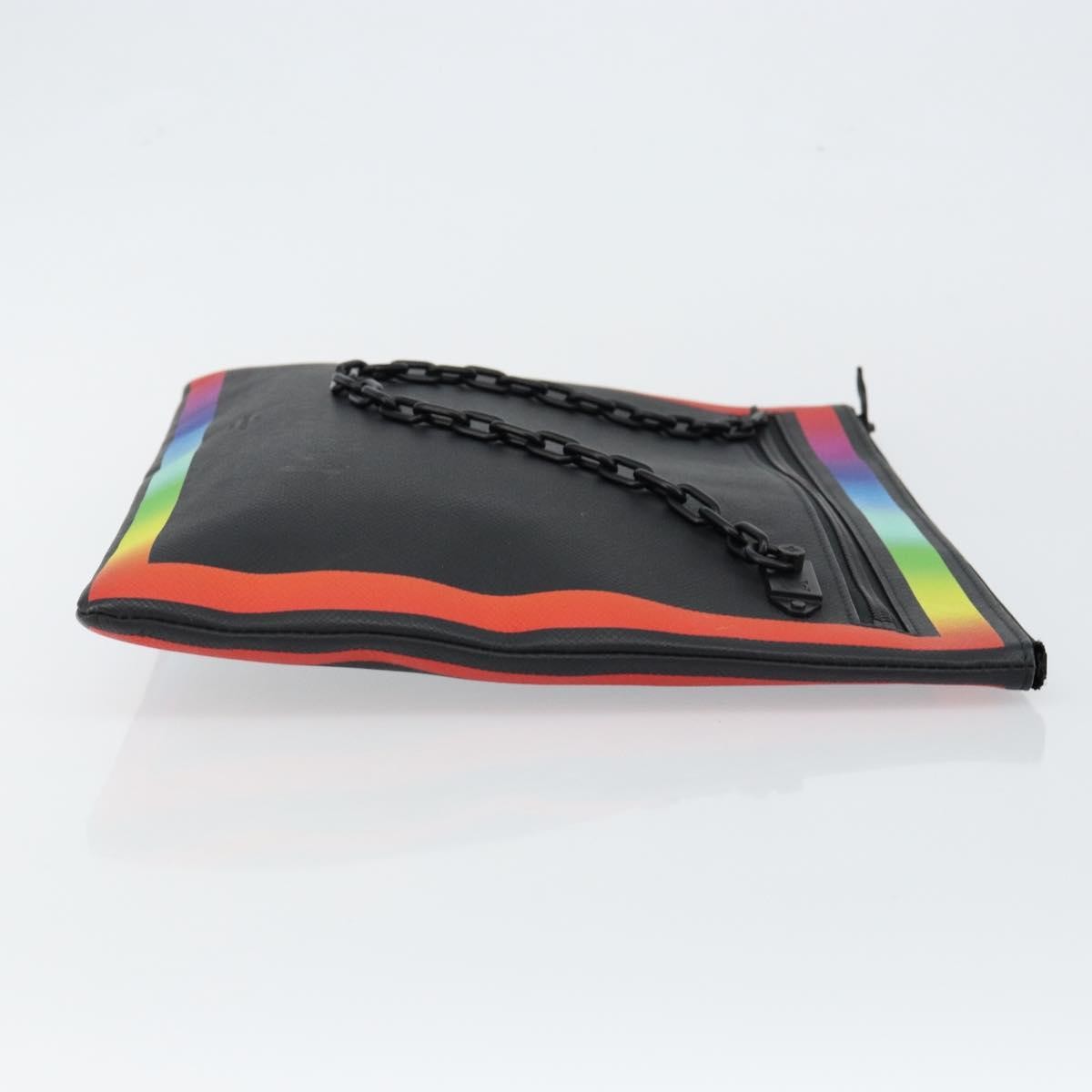 Louis Vuitton Pochette A4 Rainbow Taiga Leather, BLACK, LEATHER, Clutche & pouche