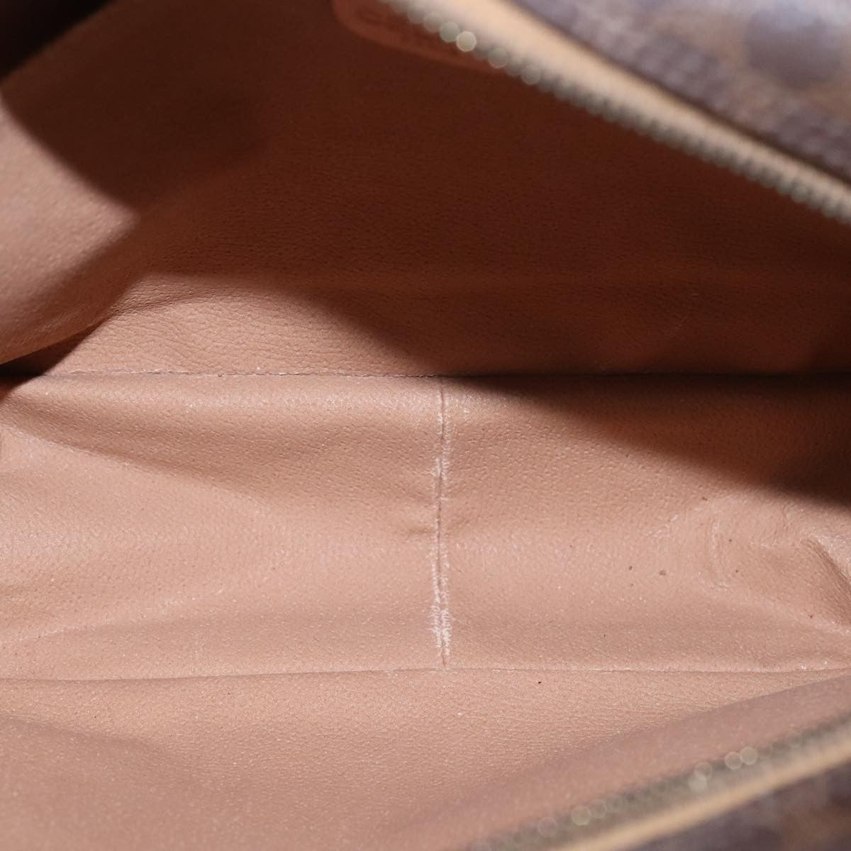 Celine Vintage Macadam Shoulder Bag Leather, BROWN, PVC,Leather,Canvas, Shoulder bag