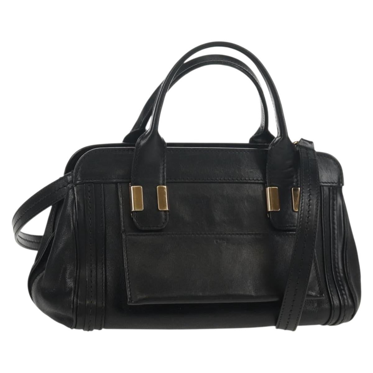 Chloe Alice Satchel Leather, BLACK, LEATHER, Handbag