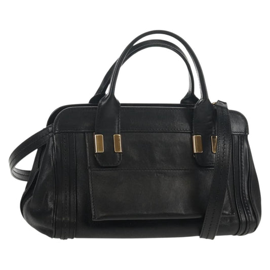 Chloe Alice Satchel Leather, BLACK, LEATHER, Handbag