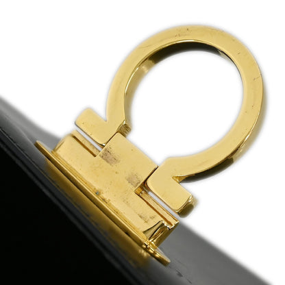 Salvatore Ferragamo Convertible Top Handle Bag Leather, BLACK, LEATHER, Handbag