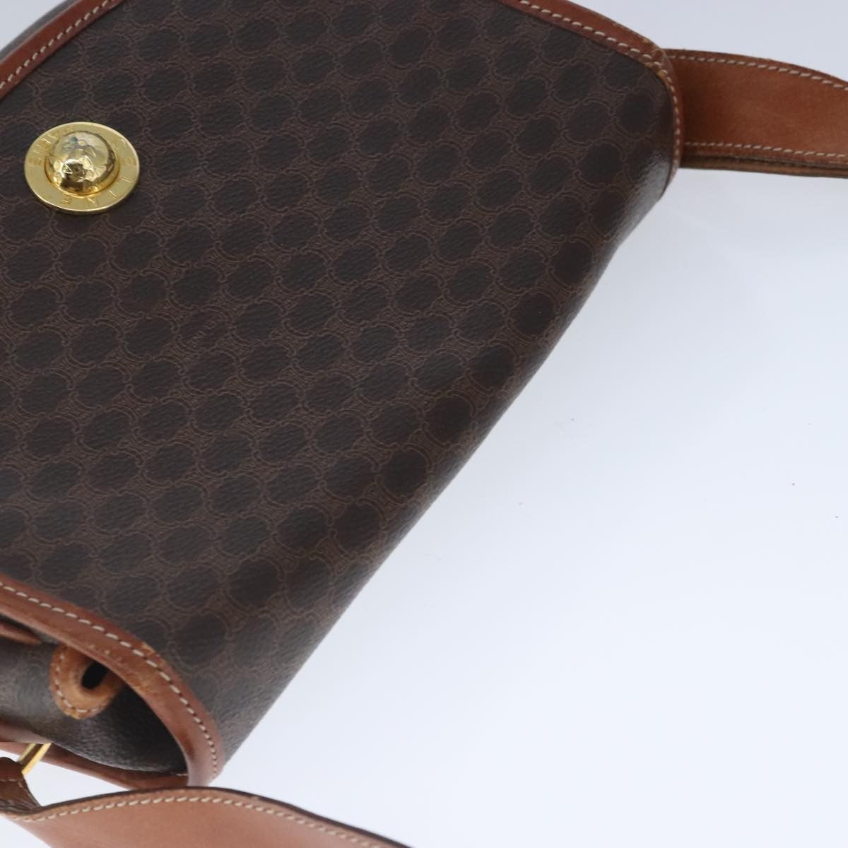 Celine Vintage Macadam Shoulder Bag Canvas and Leather, Brown, Canvas, Shoulder Bag