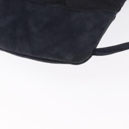 Chanel Vintage Drawstring Backpack Quilted Satin with Suede, NAVY, SATIN, Backpack