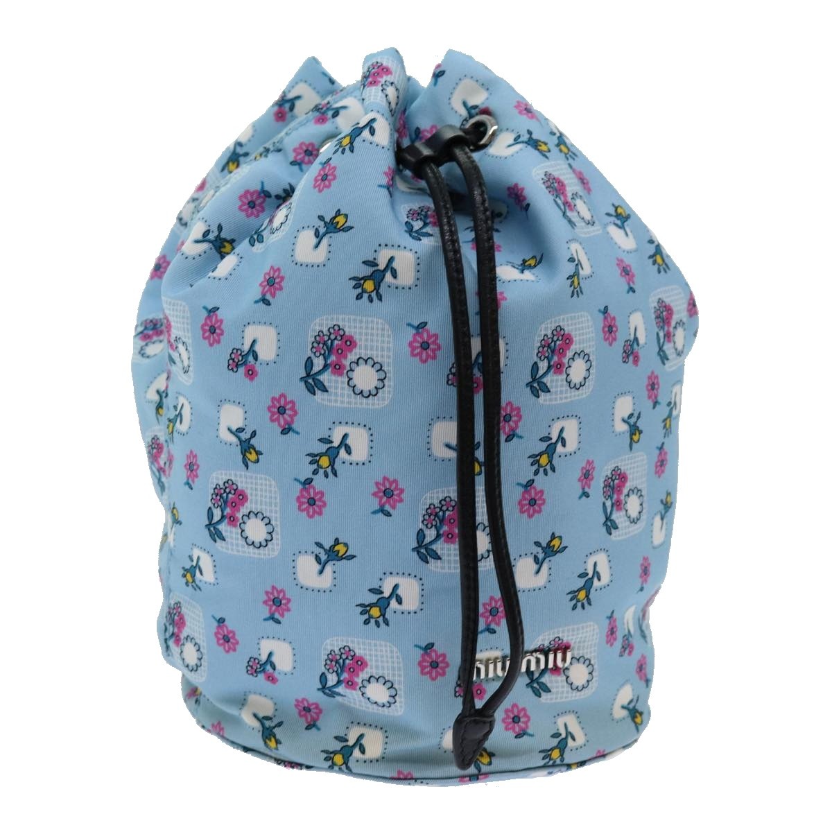 Miu Miu Drawstring Pouch Nylon, BLUE, NYLON, Clutche & pouche