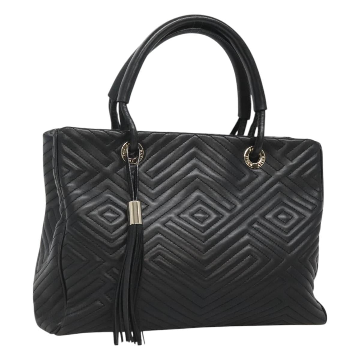 Bally Vintage Handbag Quilted Leather, BLACK, LEATHER, Handbag