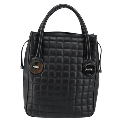 Chanel Vintage Button Tote Quilted Caviar, BLACK, LEATHER, Tote bag