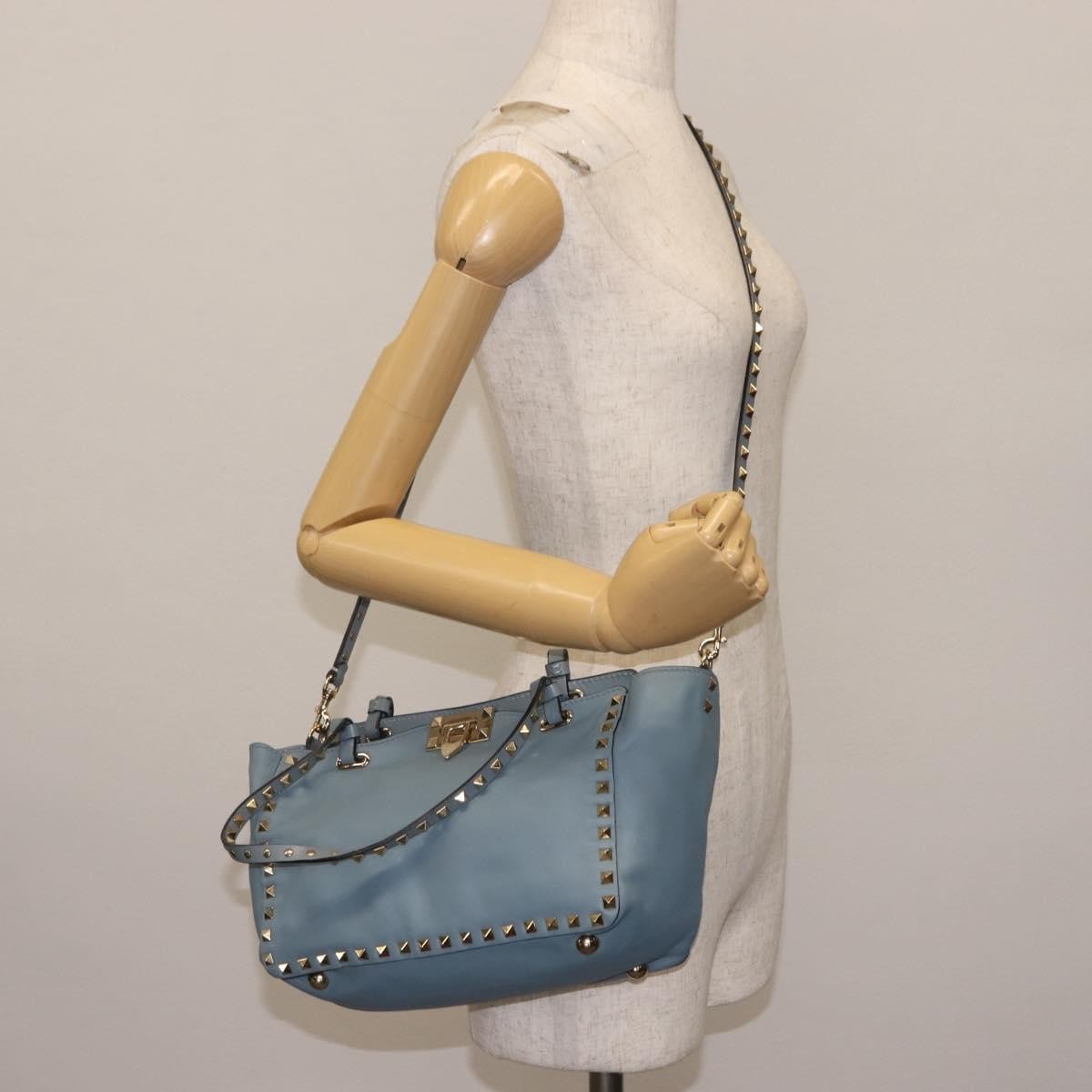 Valentino Garavani Rockstud Tote Soft Leather, BLUE, LEATHER, Tote bag