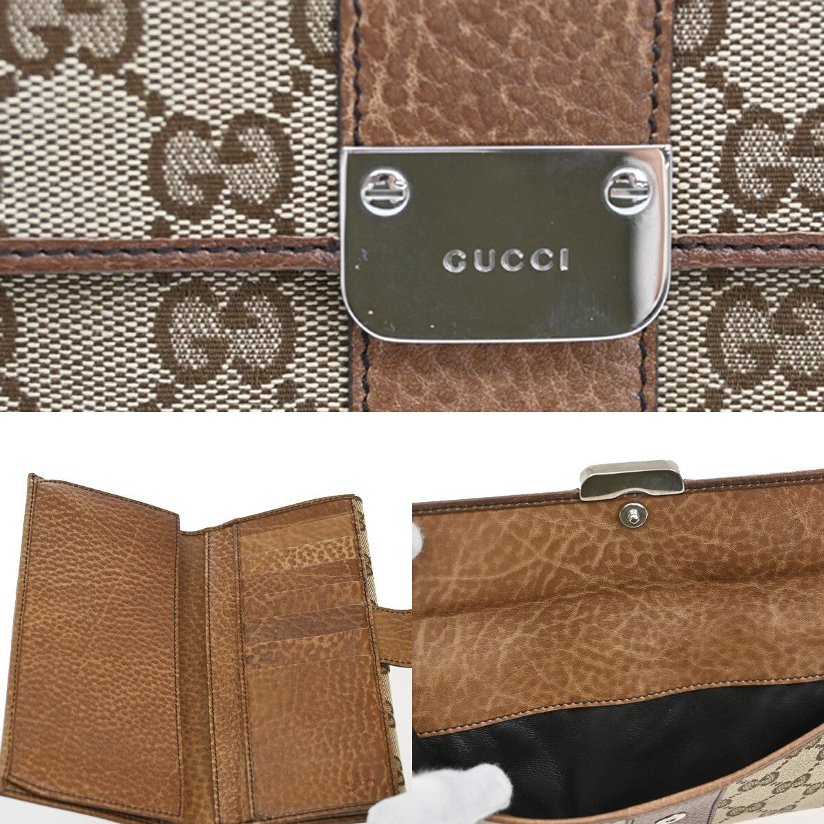 Gucci Vintage Web Continental Wallet GG Canvas, BROWN, CANVAS, Wallets