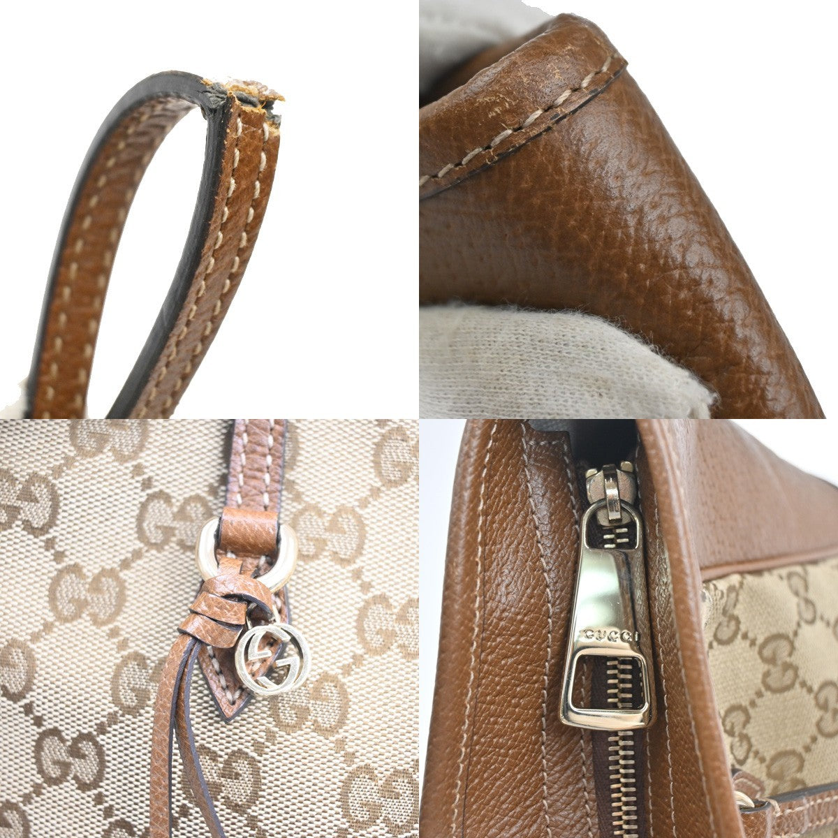 Gucci Bree Tote GG Canvas with Leather, BROWN, CANVAS, Tote bag