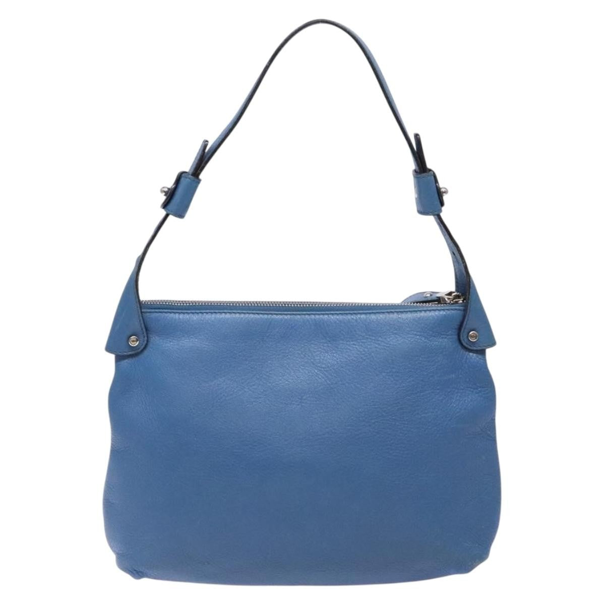 Salvatore Ferragamo Gancini Shoulder Bag Leather, BLUE, LEATHER, Shoulder bag
