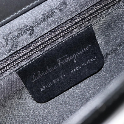 Salvatore Ferragamo Gancini Shoulder Bag Leather, BLACK, LEATHER, Shoulder bag