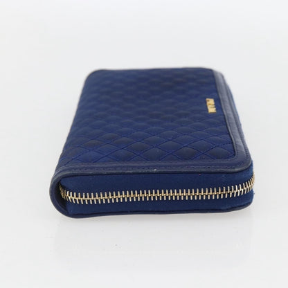 Prada Zip Around Organizer Wallet Saffiano Leather with Applique, BLUE, LEATHER, Wallets