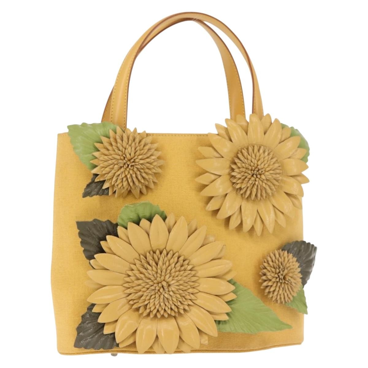 Salvatore Ferragamo Flower tote Canvas, YELLOW, CANVAS, Tote bag