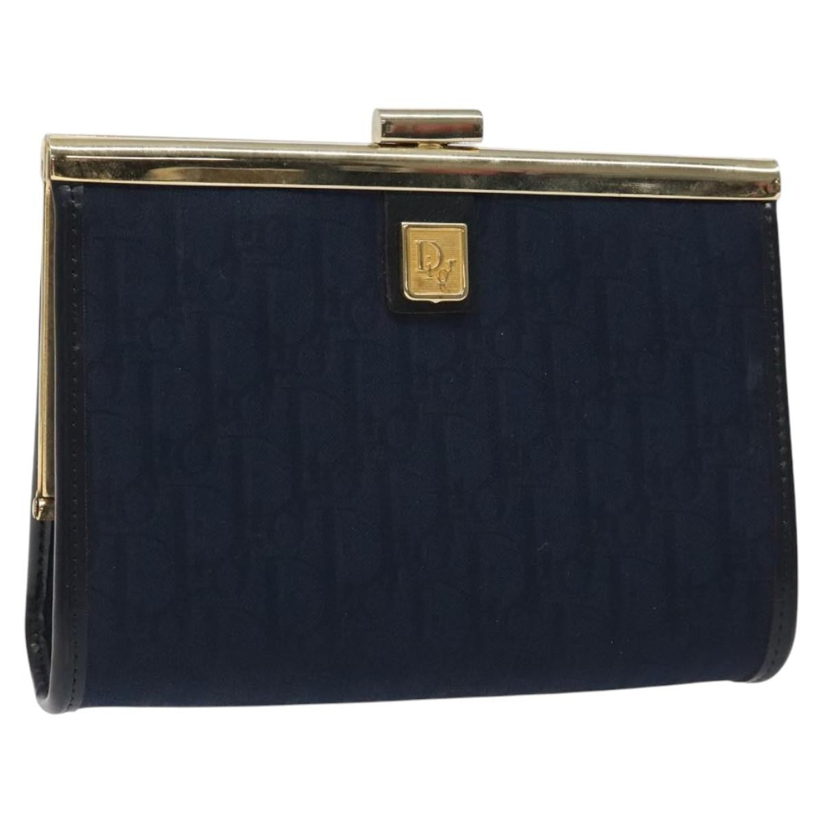 Christian Dior Vintage Trotter Pouch Canvas, NAVY, CANVAS, Clutche & pouche