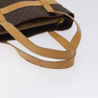 Celine Vintage Macadam Shoulder Bag Leather, BROWN, PVC,LEATHER,CANVAS, Shoulder bag