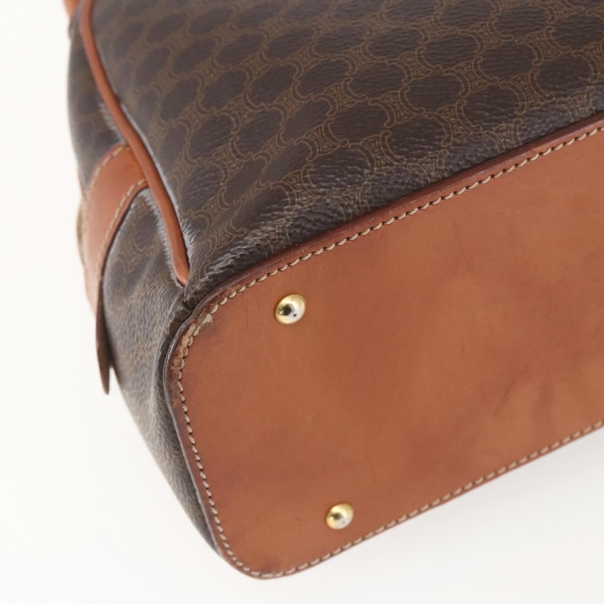 Celine Vintage Macadam Handbag Canvas and Leather, BROWN, CANVAS, Handbag