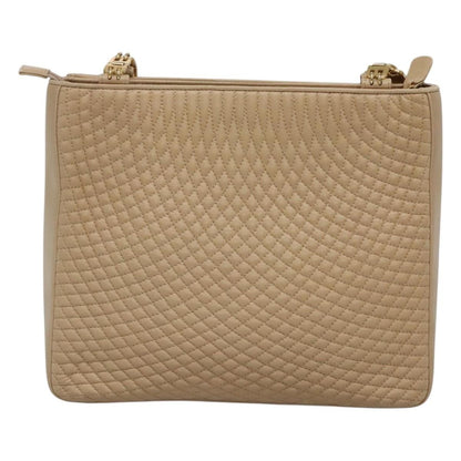 Bally Vintage Chain Shoulder Bag Quilted Leather, BEIGE, LEATHER, Shoulder bag
