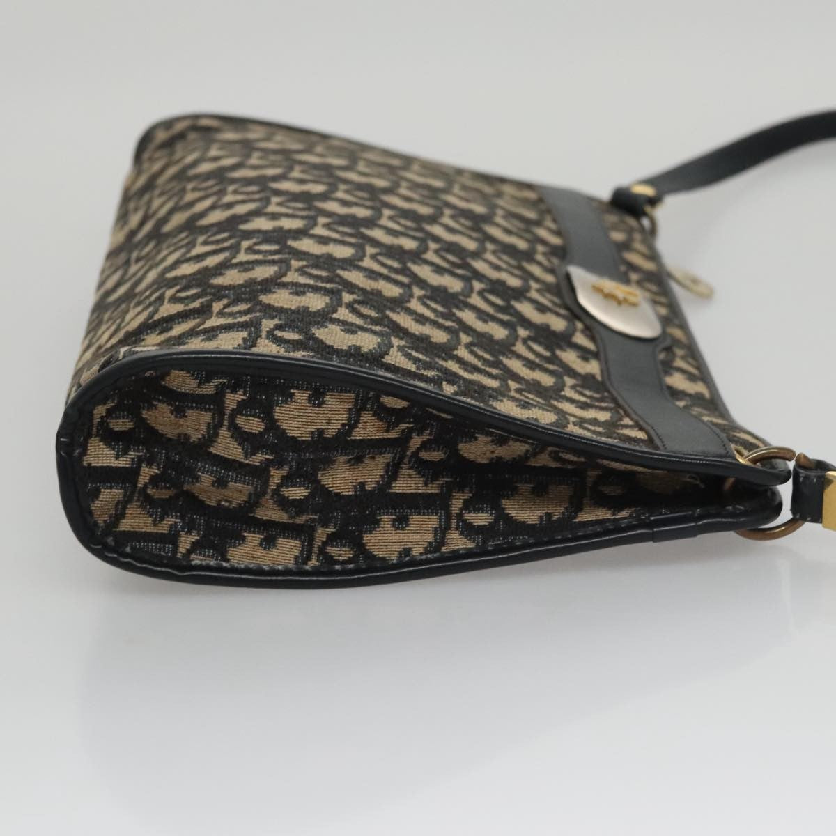 Christian Dior Vintage Trotter Shoulder Bag Canvas, NAVY, CANVAS, Shoulder bag