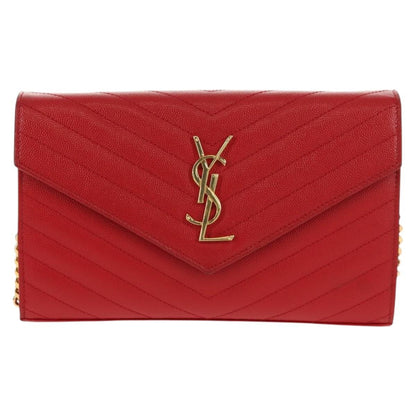 Saint Laurent Cassandra Wallet on Strap leather, RED, LEATHER, Shoulder bag