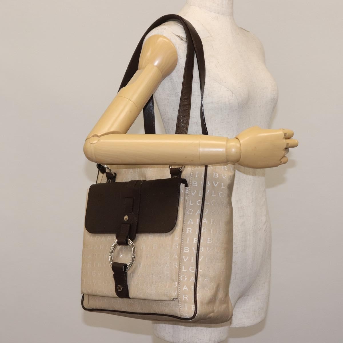 Bvlgari B.Zero1 Logomania Bag Canvas with Leather, BEIGE, CANVAS, Tote bag